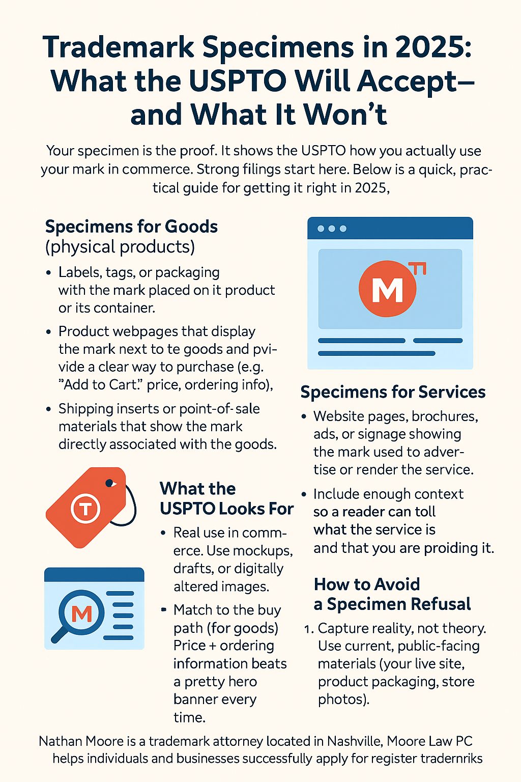Trademark Specimens in 2025: What the USPTO Will Accept - Nathan Moore, Trademark Attorney - Moore Trademarks
